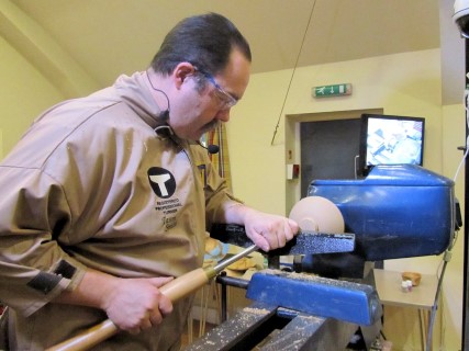 Jason Smith turning an oak bowl for <br>his first project